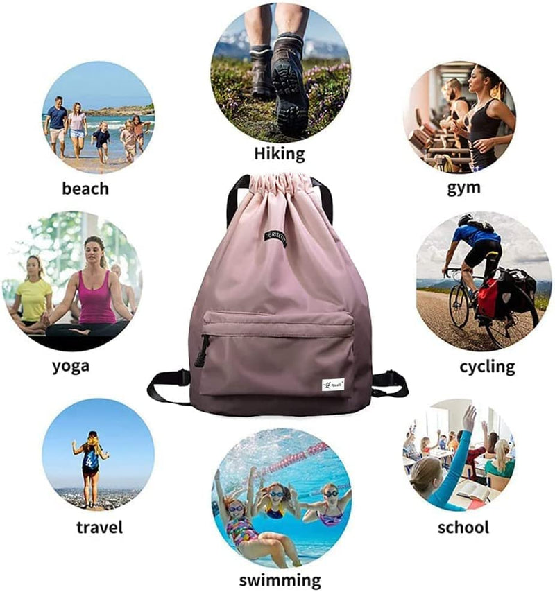 Risefit Waterproof Drawstring Bag, Drawstring Backpack, Gym Bag Sackpack Sports Backpack for Women Girls Home & Garden > Household Supplies > Storage & Organization Risefit   