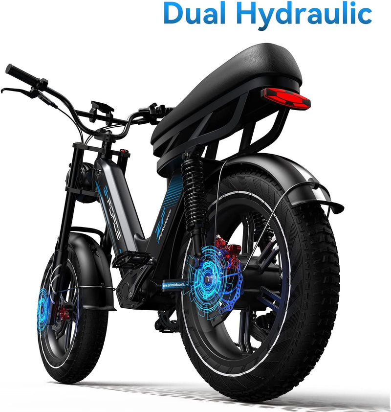 G-Force ZF Electric Bike with 750W Motor,20" X 4" Fat Tires Electric Bicycle for Adults Step-Thru Moped 48V 20Ah/13.5Ah Removable Battery 28 MPH Shimano 7 Speed System,Dual Shock Absorber Sporting Goods > Outdoor Recreation > Cycling > Bicycles G-FORCE   