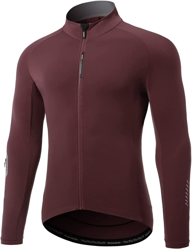 Santic Cycling Jersey Men'S Long Sleeve Bike Reflective Full Zip Bicycle Shirts with Pockets Sporting Goods > Outdoor Recreation > Cycling > Cycling Apparel & Accessories Santic Fleece Reddle Medium 