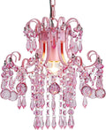 Q&S Mini Crystal Chandelier, Modern Pink Chandelier,Small Hanging Light Fixture for Princess Room Dressing Room Bathroom Clothing Store Salon W11.8 1 Light E26. UL Listed Home & Garden > Lighting > Lighting Fixtures > Chandeliers Aideng Pink  