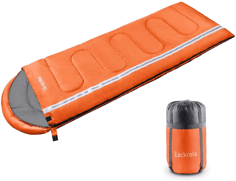 Eackrola Sleeping Bag, Lightweight Waterproof Warm & Cool Weather for 3-4 Season Camping Sleeping Bag with Reflective Strip, Portable Compression Sack for Hiking, Backpacking, Traveling, Camping Sporting Goods > Outdoor Recreation > Camping & Hiking > Sleeping Bags Eackrola Orange-＞59℉  