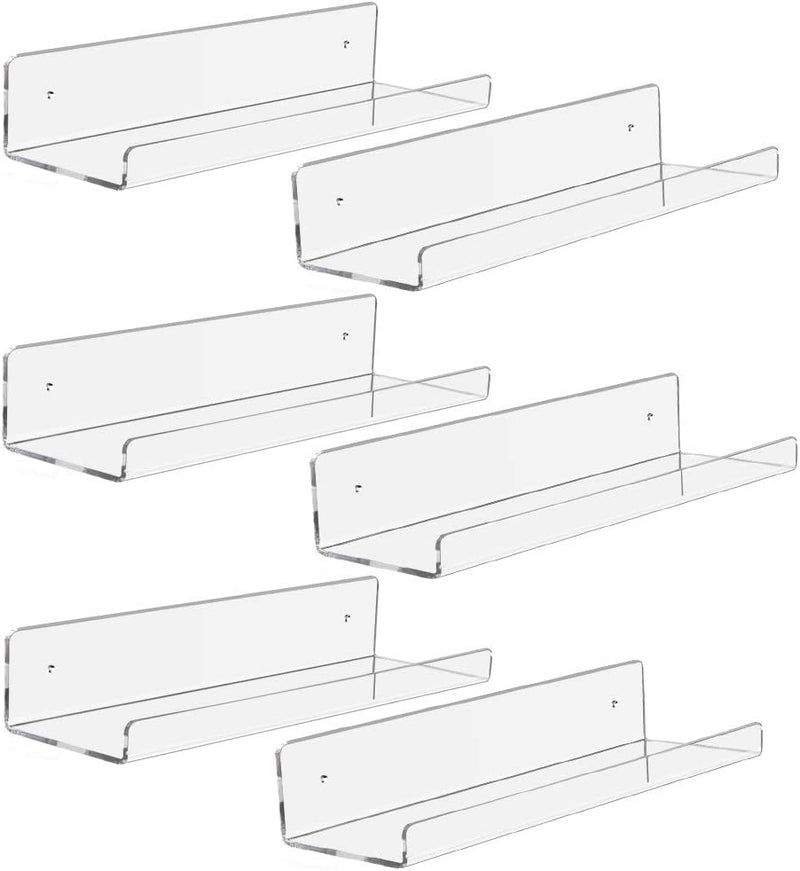 Clear Floating Shelves 2 Pack, 36” Extra Thick Acrylic Shelves, Clear Wall Shelves for Wall for Home, Kitchen, Bathroom Furniture > Shelving > Wall Shelves & Ledges JUOIFIP 15'' 6Pack  