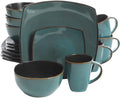 Gibson Soho Lounge 16-Piece Square Reactive Glaze Dinnerware Set, Red Home & Garden > Kitchen & Dining > Tableware > Dinnerware Gibson Teal Service for 4 (16pc) 