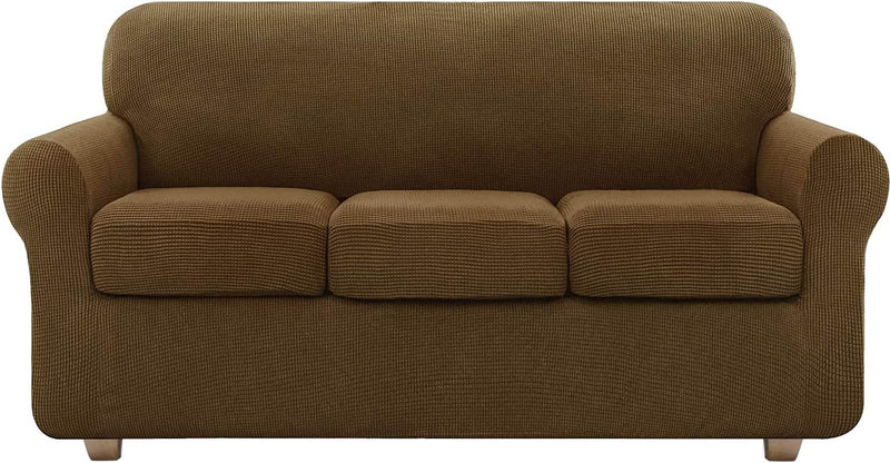 Couch Covers for 3 Cushion Couch Sofa, NORTHERN BROTHERS 4 Pieces Stretch Soft Sofa Couch Slipcovers for 3 Seat Cushion Couch, Washable Pet Sofa Furniture Covers for Living Room (Chocolate) Home & Garden > Decor > Chair & Sofa Cushions NORTHERN BROTHERS Brown  