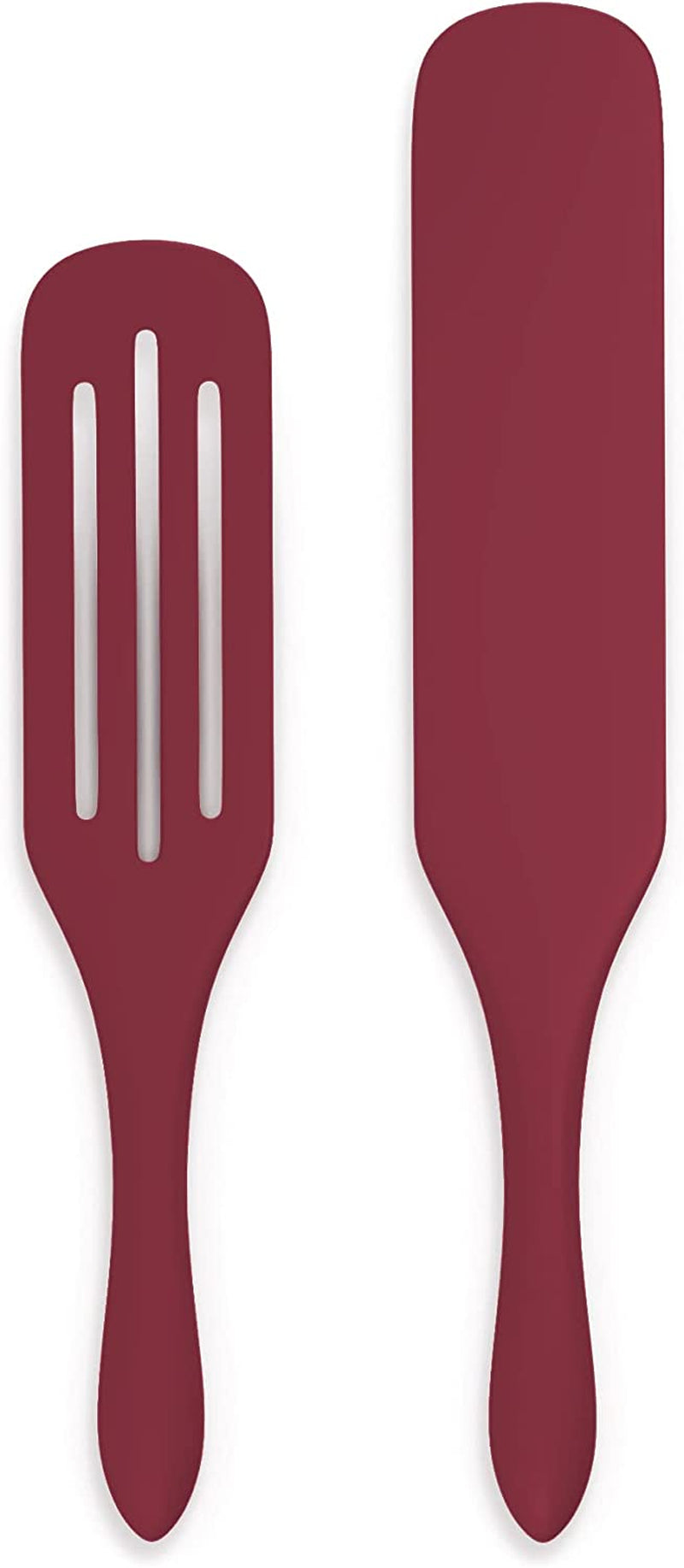Mad Hungry Spurtle Silicone Set 2-Piece - Kitchen Spatula Spoon Tools for Cooking, Narrow Jar Scraper, Mixing Spoons, Icing Cake & Frosting Knife Spreader, Slim & Slotted Thin Paddle Spurtles Utensil Home & Garden > Kitchen & Dining > Kitchen Tools & Utensils Mad Hungry Harvest Red  