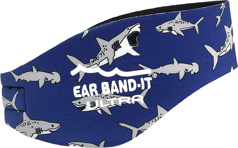EAR BAND-IT Ultra Swimming Headband - Best Swimmer'S Headband - Keep Water Out, Hold Earplugs in - Doctor Recommended - Secure Ear Plugs - Invented by ENT Physician - Small (See Size Chart) Sporting Goods > Outdoor Recreation > Boating & Water Sports > Swimming Ear Band-It Sharks Large 