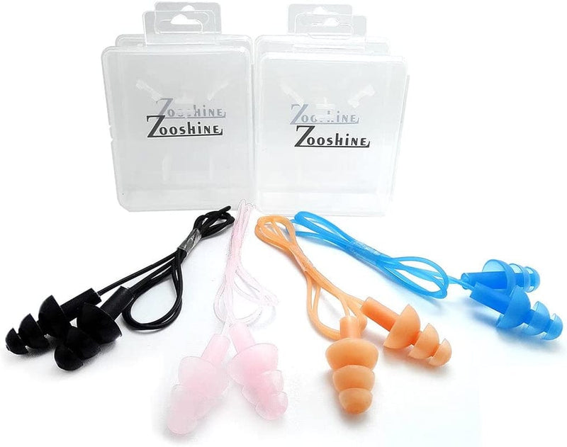 Ear Plugs for Divers Zooshine 4 Pairs Waterproof Silicone Swimming Earplugs Corded,Swimming Ear Protection Sets(Earplugs Only) Sporting Goods > Outdoor Recreation > Boating & Water Sports > Swimming Zooshine   