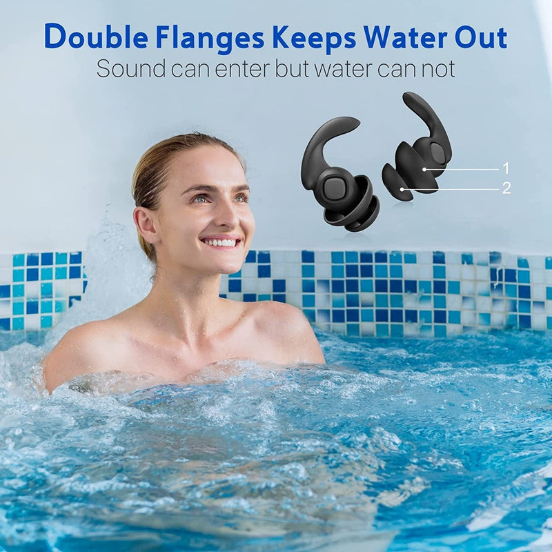 Ear Plugs for Swimming, 2 Pairs Waterproof Silicone Reusable Noise Reducing Ear Plugs for Swimming, Shower, Work, Sleep, Study and Other Loud Events Sporting Goods > Outdoor Recreation > Boating & Water Sports > Swimming Apawii   