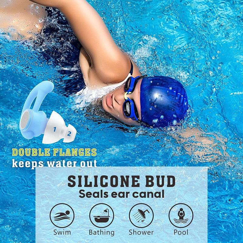 Ear Plugs for Swimming, 2 Pairs Waterproof Ultra Comfy Reusable Adult Swimming Earplugs for Swimmers, Shower, Bathing, Surfing and Other Water Sports Sporting Goods > Outdoor Recreation > Boating & Water Sports > Swimming Apawii   