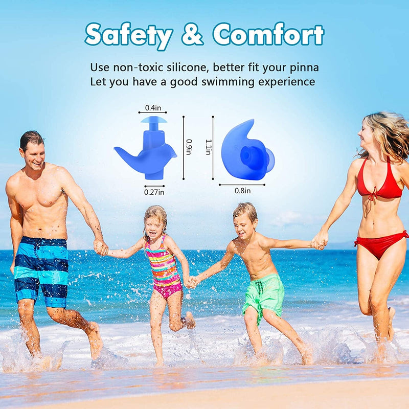 Ear Plugs for Swimming, 4-Pair Pack Swimming Earplugs for Kids Adult, Double Waterproof and Sound Hole Design Earplugs for Swimmer, Best for Showering Bathing Surfing Snorkeling Sporting Goods > Outdoor Recreation > Boating & Water Sports > Swimming HaYiue   