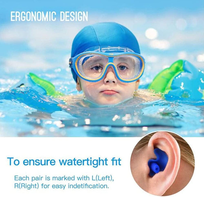Ear Plugs for Swimming,Waterproof Reusable Silicone Swimming Ear Plugs,Swimmers Ear Plugs for Bathing Surfing and Snorkeling(4-Pack) Sporting Goods > Outdoor Recreation > Boating & Water Sports > Swimming Ginogento   