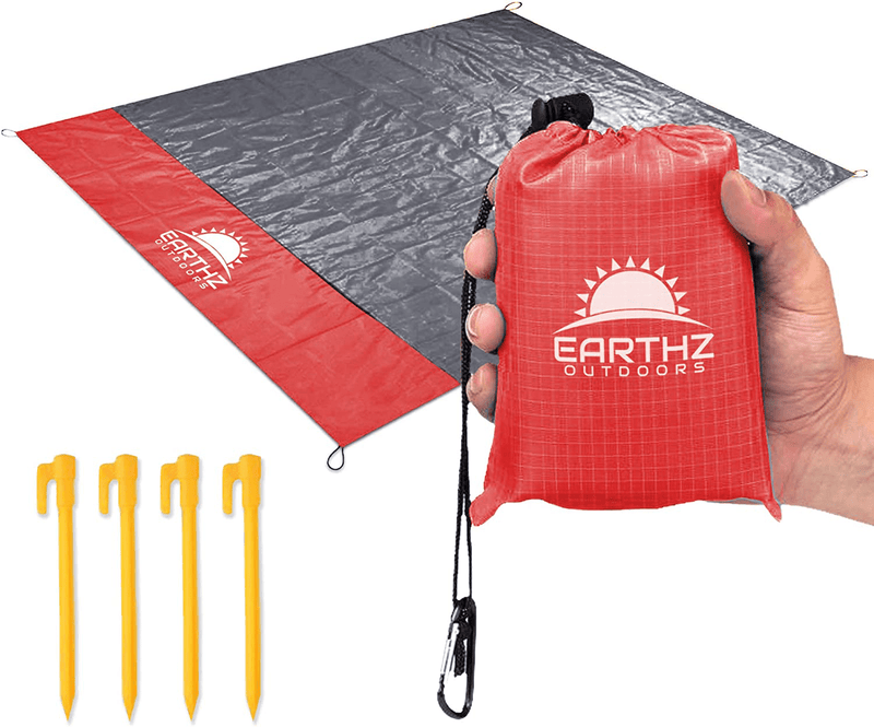 EARTHZ Waterproof Picnic Blanket 55x60 Outdoor Pocket Blanket for Beach, Camping, Hiking, Festival, Park - Sandproof Small Tarp - Compact Travel Mat Home & Garden > Lawn & Garden > Outdoor Living > Outdoor Blankets > Picnic Blankets Earthz Outdoors Red  