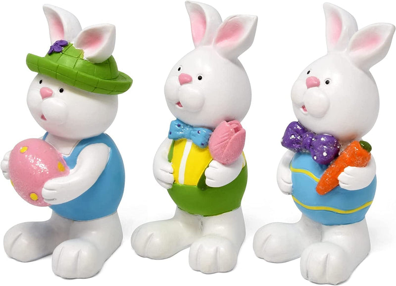 Easter Bunny Figurines Table Topper Decorations Set of 3 Resin Standing Spring Rabbit Bunnies Sculpture Tabletop Centerpiece Decor for Office Desk Shelves Mantle Home Holiday Whimsical Party Supplies Home & Garden > Decor > Seasonal & Holiday Decorations Gift Boutique   