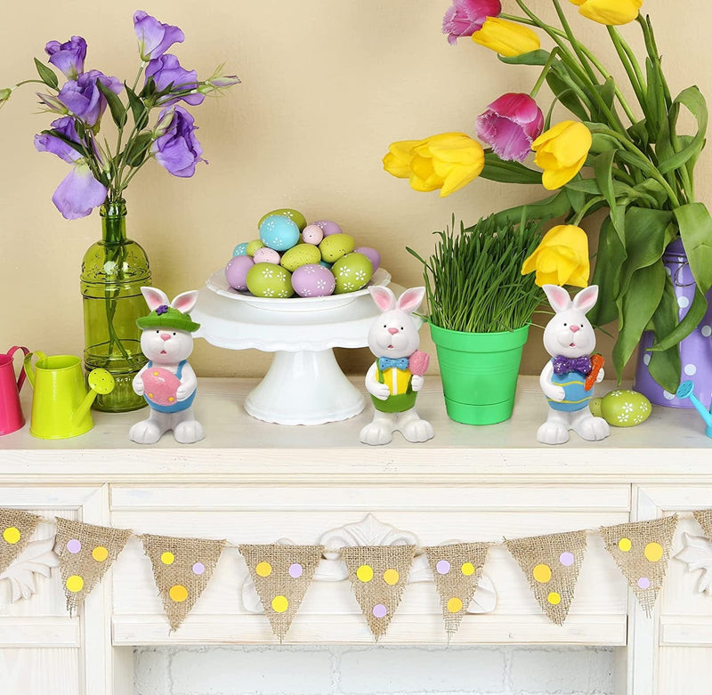 Easter Bunny Figurines Table Topper Decorations Set of 3 Resin Standing Spring Rabbit Bunnies Sculpture Tabletop Centerpiece Decor for Office Desk Shelves Mantle Home Holiday Whimsical Party Supplies Home & Garden > Decor > Seasonal & Holiday Decorations Gift Boutique   