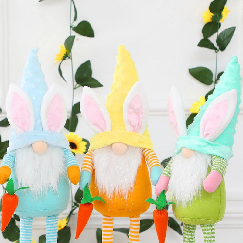 Easter Bunny Gnome Spring Gnomes with Retractable Legs Easter Holiday Home Decoration Gnome Plush Handmade Rabbit Gifts Swedish Tomte Elf