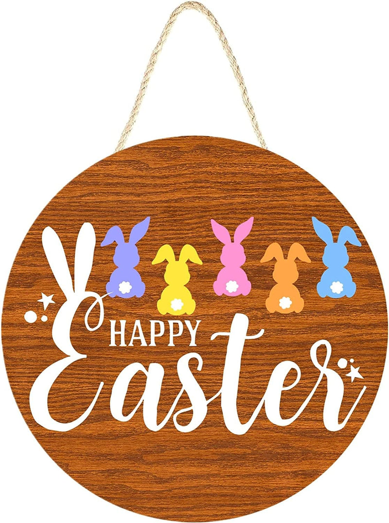 Easter Day Wooden Door Decorations: Hanging Wood Sign for Front Door Wall Porch Decor, Spring Hanger Sign for Home House Indoor Outdoor Festival Decoration Home & Garden > Decor > Seasonal & Holiday Decorations Dunfire   