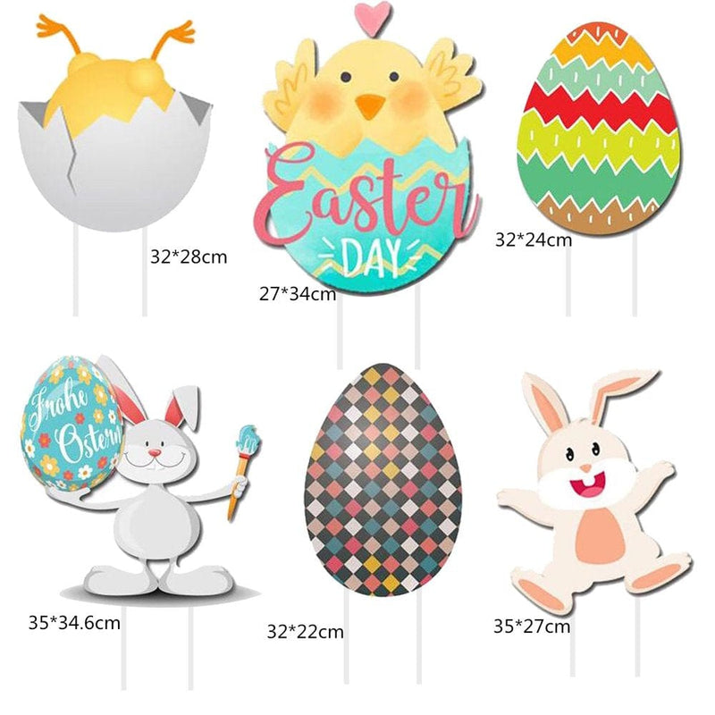 Easter Decor Card Slotsigns Easter Bunny Decorations Garden Decor Yard Outdoor Chick Eggs Patio & Garden Home & Garden > Decor > Seasonal & Holiday Decorations KOL DEALS   