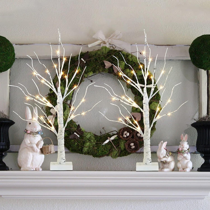 Easter Decor, Vanthylit Pre-Lit Easter Egg Floral Tree Lights with Timer, 2FT Easter Table Centerpiece Decoration, LED Birch Tree with Light, Easter Egg Tree for Table, Easter Decorations for the Home Home & Garden > Decor > Seasonal & Holiday Decorations Vanthylit 2 Birch Tree  