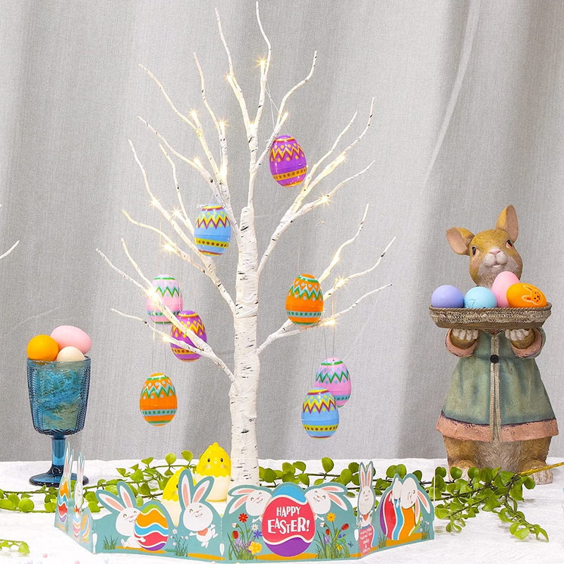 Easter Decor, Vanthylit Pre-Lit Easter Egg Floral Tree Lights with Timer, 2FT Easter Table Centerpiece Decoration, LED Birch Tree with Light, Easter Egg Tree for Table, Easter Decorations for the Home Home & Garden > Decor > Seasonal & Holiday Decorations Vanthylit   