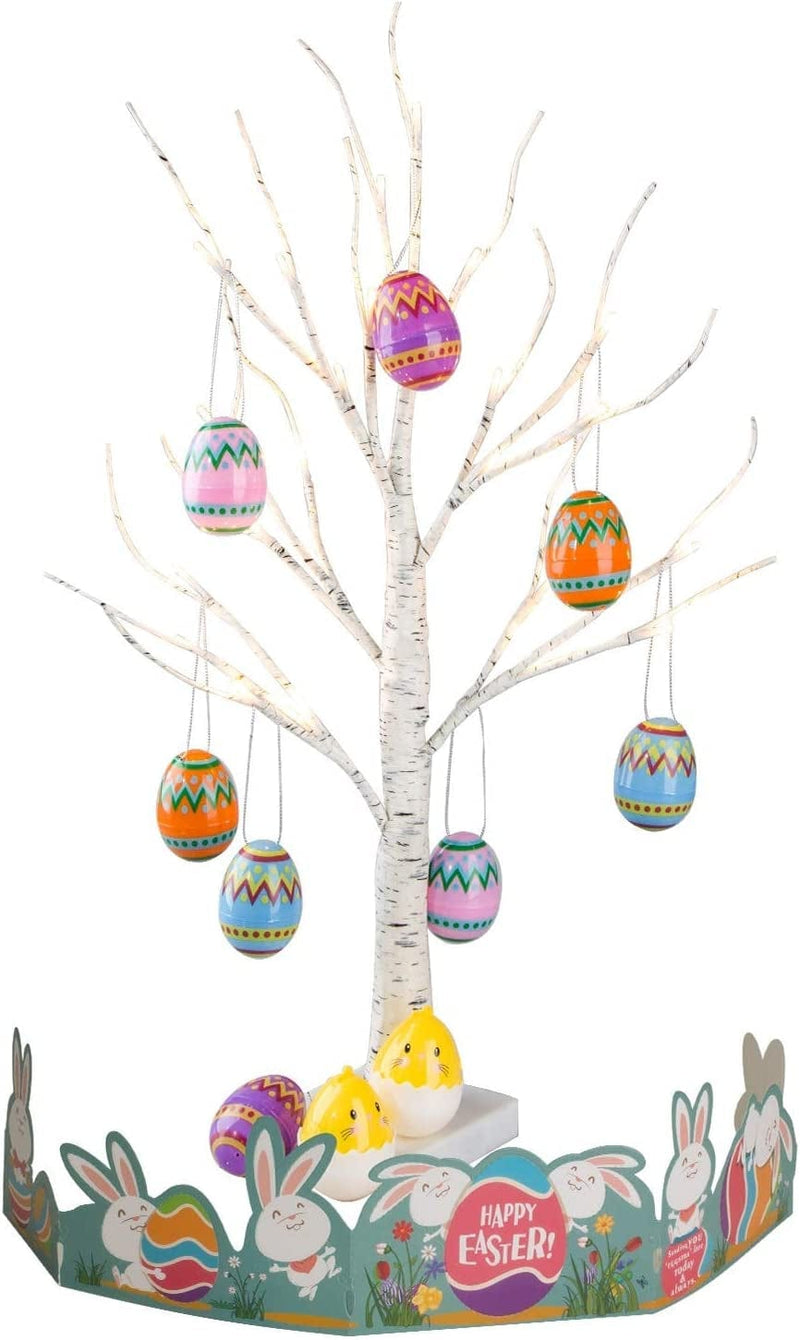 Easter Decor, Vanthylit Pre-Lit Easter Egg Floral Tree Lights with Timer, 2FT Easter Table Centerpiece Decoration, LED Birch Tree with Light, Easter Egg Tree for Table, Easter Decorations for the Home