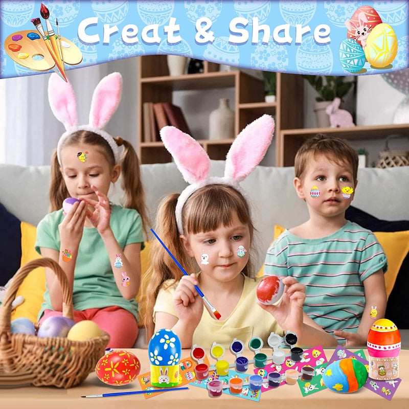 Easter Decoration Kit for Kids-48 Plastic Easter Eggs, Easter Basket Stuffers,Diy Design Arts and Craft Doodle Kit for Kids,Hanging Easter Eggs with Rope for Easter Gift, Easter Decoration…