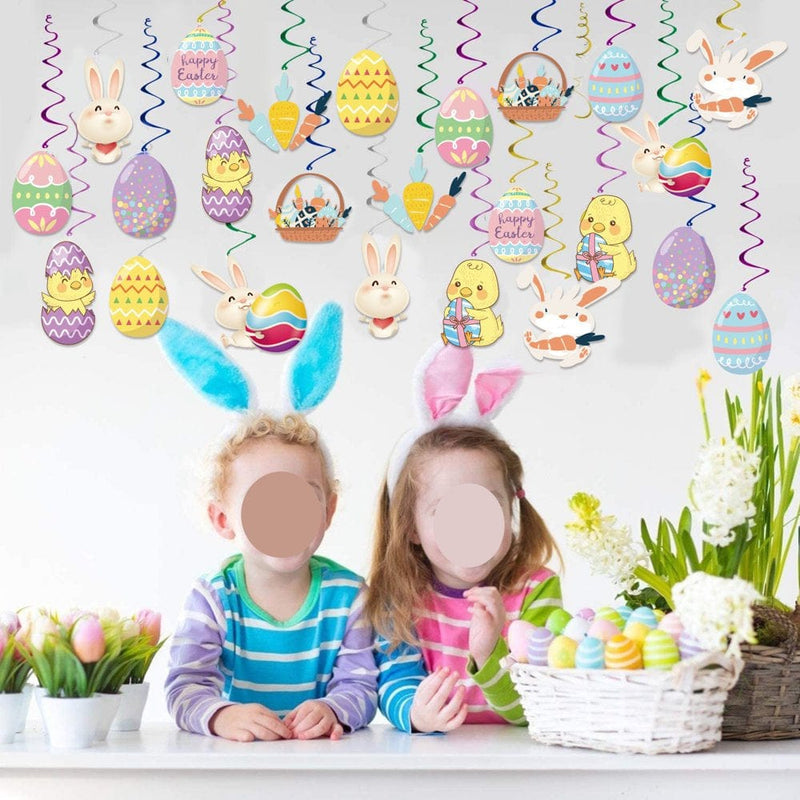 Easter Decorations,12 PCS Easter Hanging Swirl Decor,Easter Egg Bunny Hanging Swirl Foil Decorations for Home Office School,Ceiling Wall Decorations Easter Party Ornaments Favors Supplies Home & Garden > Decor > Seasonal & Holiday Decorations Homgreen   
