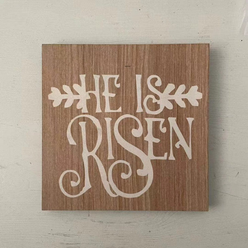 Easter Decorations - 4PCS Wooden Signs Jesus Resurrection Scene - Happy Spring Decoration for Indoor Home Table Mantle Office