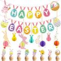 Easter Decorations Easter Banners Egg Bunny Hanging Swirls Party Decorations, Easter Honeycomb Centerpiece and Cupcake Toppers Table Decorations for Home Party Supplies Spring Ornaments(38Pcs) Home & Garden > Decor > Seasonal & Holiday Decorations MOORAY Colorful-02  