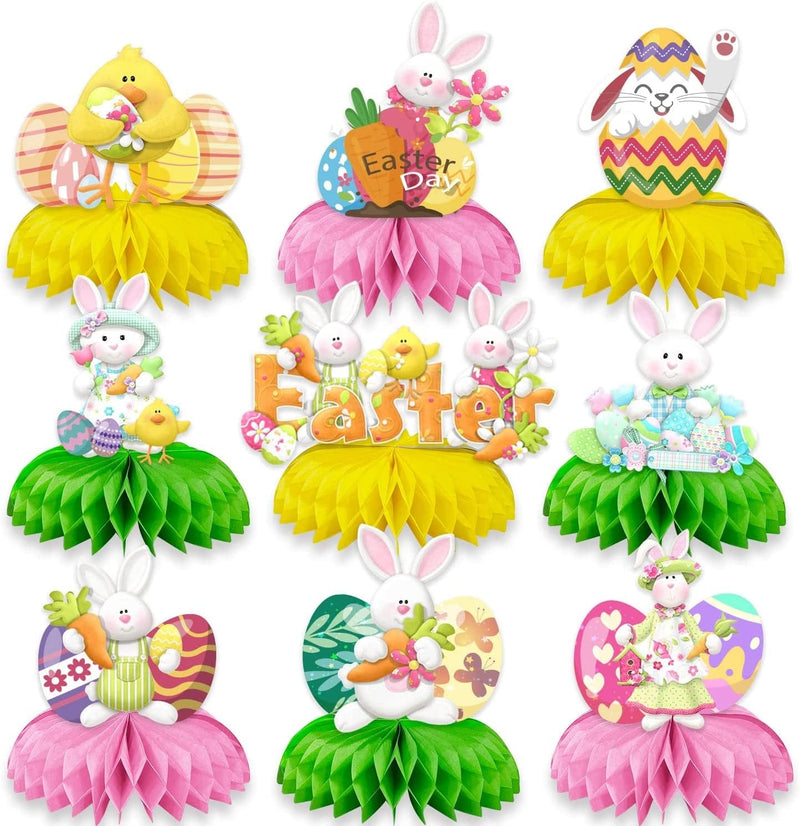 Easter Decorations Easter Party Centerpiece Decoration Double Side Design for Easter Table Decoration Supplies, 9 PCS