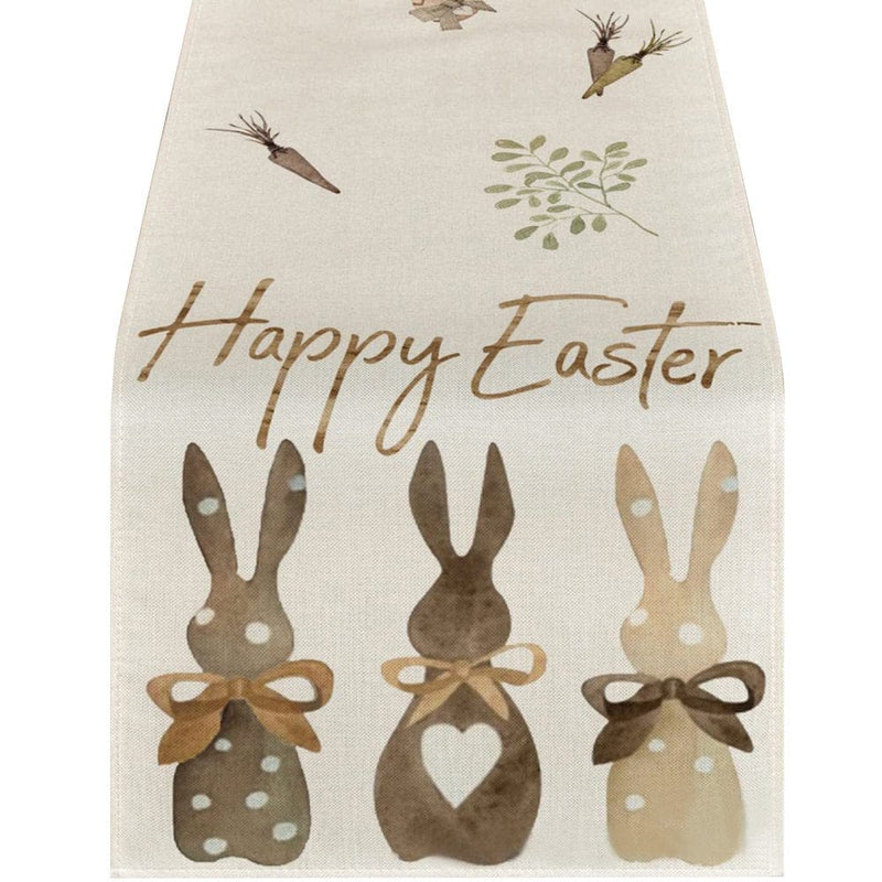 Easter Decorations Easter Table Flag Holiday Bunny Egg Little Printed Linen Tablecloth Easter Decorations for Home Home & Garden > Decor > Seasonal & Holiday Decorations KOL DEALS One Size B 