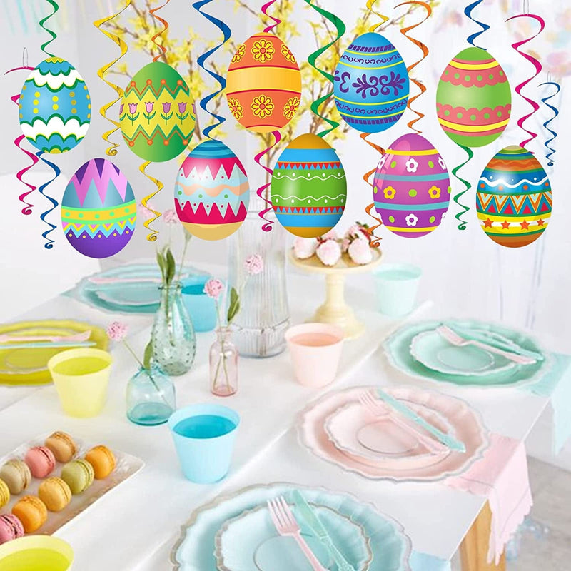 Easter Egg Hanging Swirls Ceiling Party Decorations, Easter Egg Pattern Hanging Foil Ceiling Decorations Happy Easter Day Party Decorations Home & Garden > Decor > Seasonal & Holiday Decorations Know me   