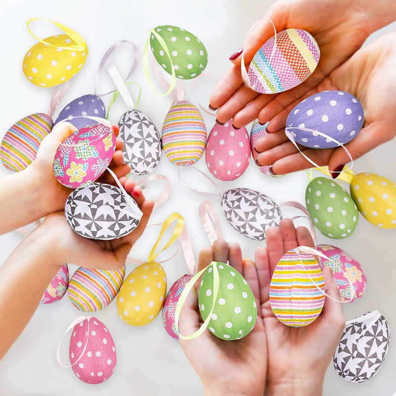 Easter Egg Ornaments for Tree Decorations 20 Pack Paper Mache Hanging Egg Ornaments for Easter Spring Holiday Party Favor Supplies Home & Garden > Decor > Seasonal & Holiday Decorations kockuu   