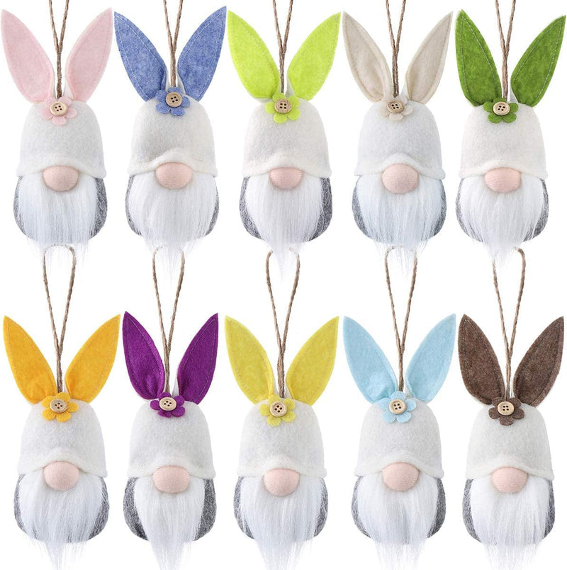 Easter Hanging Bunny Ornaments Set of 10, Colorful Plush Bunny Gnomes Easter Gnomes Tree Ornament Decorations Home & Garden > Decor > Seasonal & Holiday Decorations SR Crafts Co., Ltd   