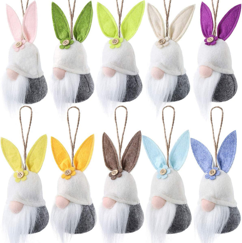 Easter Hanging Bunny Ornaments Set of 10, Colorful Plush Bunny Gnomes Easter Gnomes Tree Ornament Decorations Home & Garden > Decor > Seasonal & Holiday Decorations SR Crafts Co., Ltd   