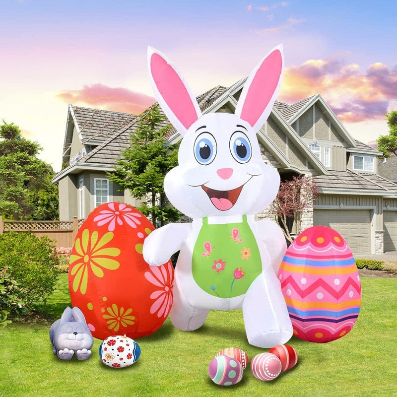 Easter Inflatable Bunny Outdoor Decorations 7FT Blow Giant Mushroom Sleeping Rabbit with Eggs Decor Build-In Leds for Yard Garden Lawn Indoors Outdoors Home Holiday… Home & Garden > Decor > Seasonal & Holiday Decorations AIGNC Easter Rabbit with Eggs  