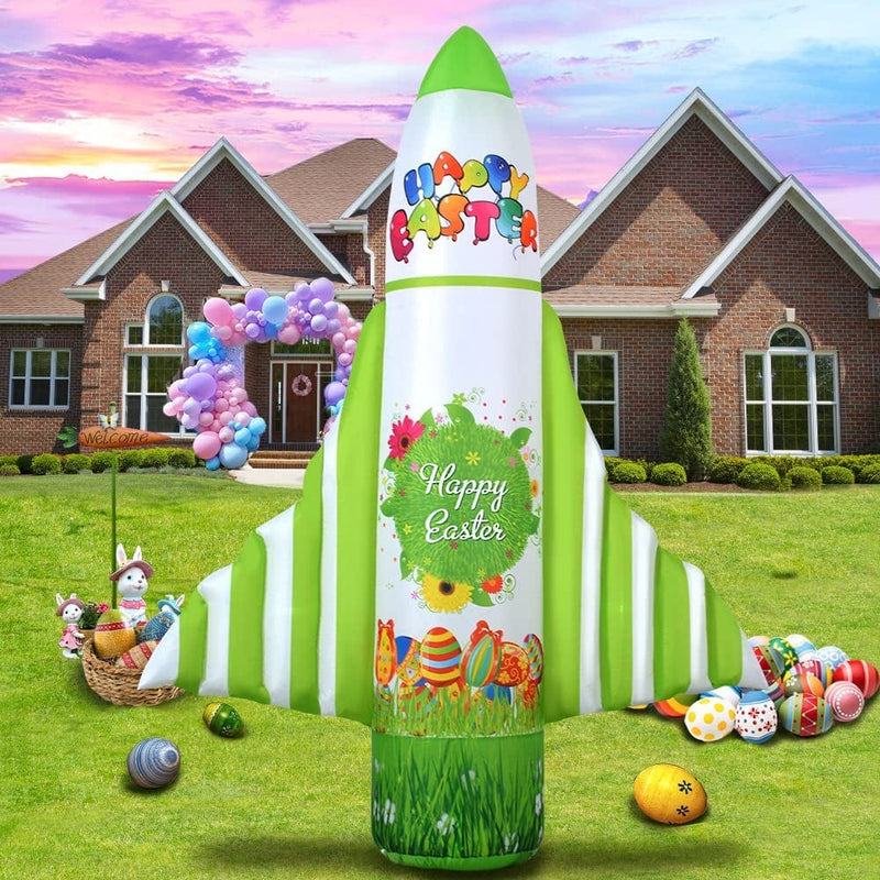Easter Inflatable Bunny Outdoor Decorations 7FT Blow Giant Mushroom Sleeping Rabbit with Eggs Decor Build-In Leds for Yard Garden Lawn Indoors Outdoors Home Holiday… Home & Garden > Decor > Seasonal & Holiday Decorations AIGNC Easter Rocket with Flowers  