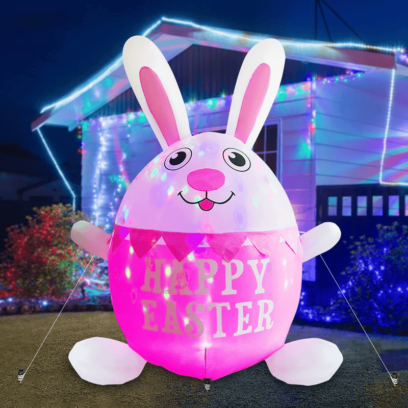 Easter Inflatables Outdoor Decorations Clearance - 8 FT Easter Inflatable Bunny Easter Yard Decorations Easter Blow up Yard Decorations Built-In Flashing LED Light, Party, Yard, Garden Home & Garden > Decor > Seasonal & Holiday Decorations OuToorDoor   
