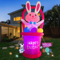 Easter Inflatables Outdoor Decorations Clearance - 8 FT Easter Inflatable Bunny Easter Yard Decorations Easter Blow up Yard Decorations Built-In Flashing LED Light, Party, Yard, Garden Home & Garden > Decor > Seasonal & Holiday Decorations OuToorDoor pink  