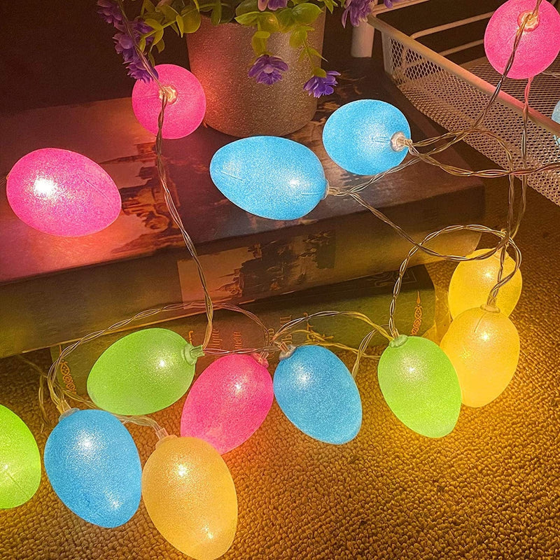 Easter Lights Decorations Outdoor Easter Lights,10 Ft 20 Led Easter Eggs Colorful String Lights Battery Operated Fairy Lights Garland Easter Decoration Indoor Home Tree Easter Hunt (Warm White)