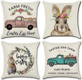 Easter Pillow Covers 18X18 Inch Set of 4, Rabbit Bunny Throw Pillow Case Cushion Cover Happy Easter Spring Season'S Decorations for Home Sofa Bed Home & Garden > Decor > Seasonal & Holiday Decorations LIYACHAO Easter 20x20 