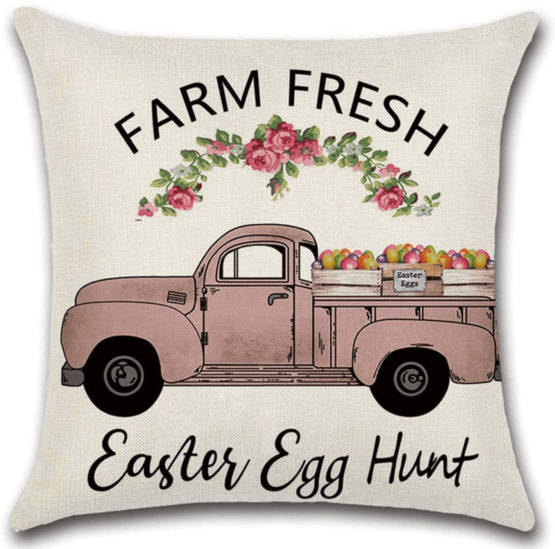 Easter Pillow Covers 18X18 Inch Set of 4, Rabbit Bunny Throw Pillow Case Cushion Cover Happy Easter Spring Season'S Decorations for Home Sofa Bed Home & Garden > Decor > Seasonal & Holiday Decorations LIYACHAO   