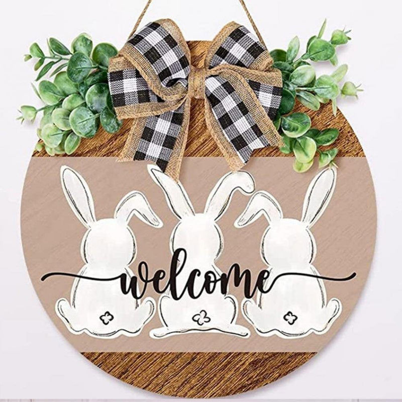 Easter Sign,Happy Easter Signs,Rabbit Easter Signs Decor,Religious Easter Door Decorations Wall Wreaths Spring Home Easter Decor Easter Egg Floral Decoration