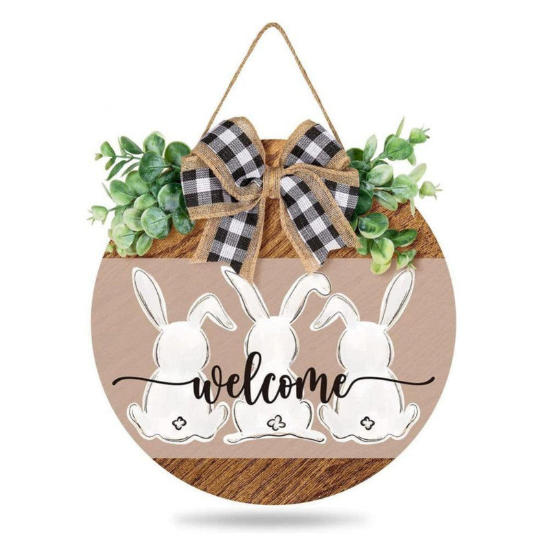 Easter Sign,Happy Easter Signs,Rabbit Easter Signs Decor,Religious Easter Door Decorations Wall Wreaths Spring Home Easter Decor Easter Egg Floral Decoration