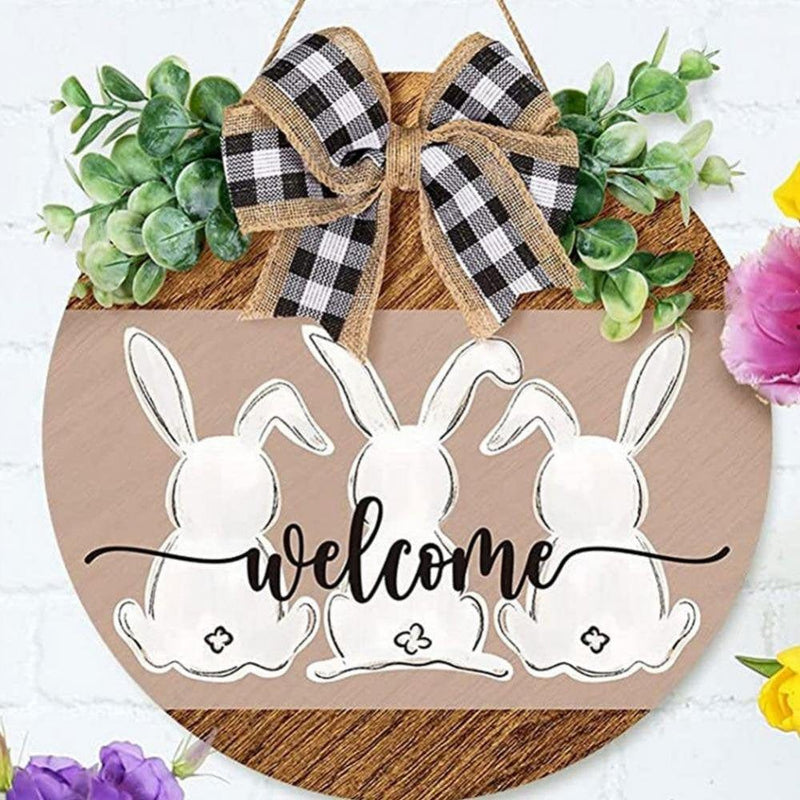 Easter Sign,Happy Easter Signs,Rabbit Easter Signs Decor,Religious Easter Door Decorations Wall Wreaths Spring Home Easter Decor Easter Egg Floral Decoration Home & Garden > Decor > Seasonal & Holiday Decorations ESHOO   