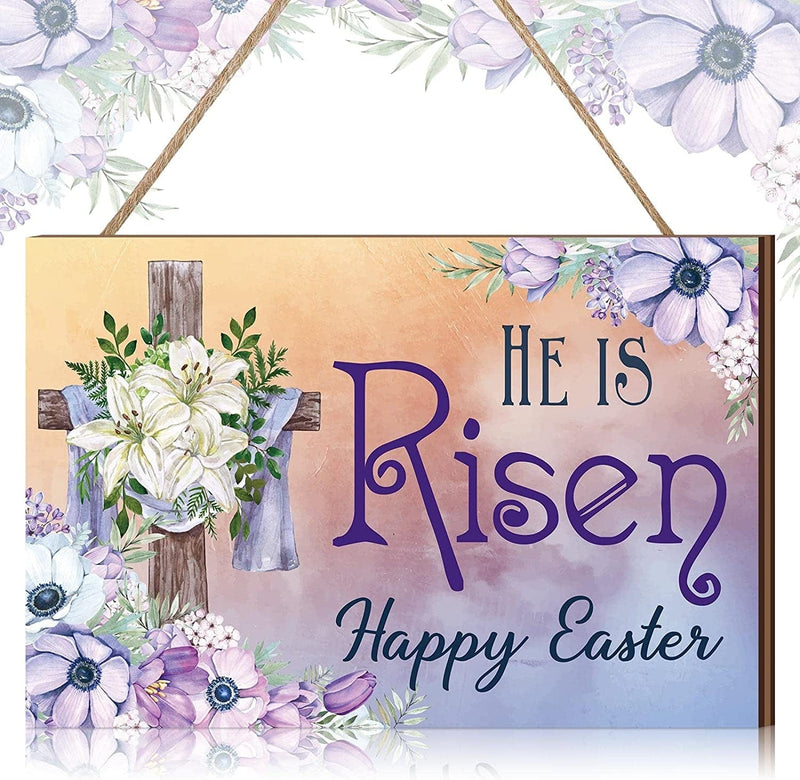 Easter Signs Easter Door Decorations Religious He Is Risen Decor Easter Decorations for the Home Wreaths Spring Home Easter Decor Easter Egg Floral Decoration for Party (Flower Style) Home & Garden > Decor > Seasonal & Holiday Decorations Yookeer Flower Style  