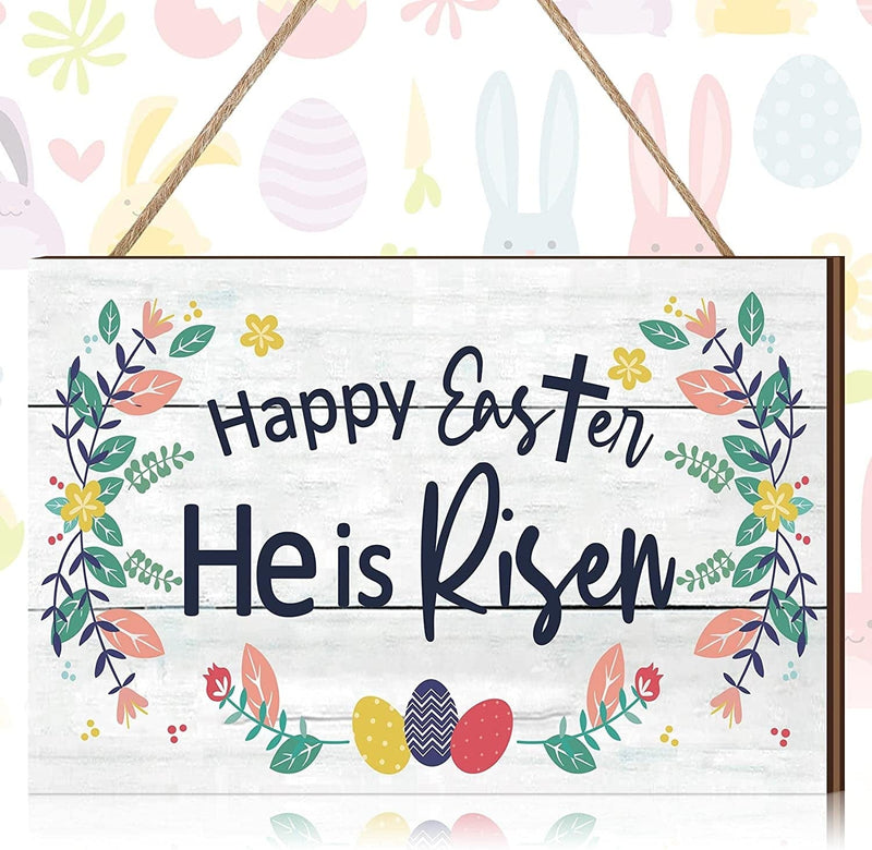 Easter Signs Easter Door Decorations Religious He Is Risen Decor Easter Decorations for the Home Wreaths Spring Home Easter Decor Easter Egg Floral Decoration for Party (Flower Style) Home & Garden > Decor > Seasonal & Holiday Decorations Yookeer Egg Style  