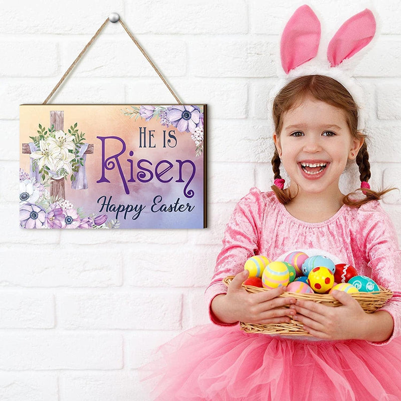Easter Signs Easter Door Decorations Religious He Is Risen Decor Easter Decorations for the Home Wreaths Spring Home Easter Decor Easter Egg Floral Decoration for Party (Flower Style)