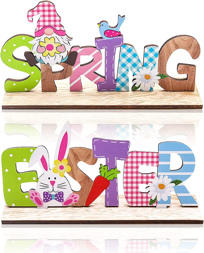 Easter Table Decoration Signs, Wooden Bunny Gnome Decor Party Centerpiece Signs for Dining Room Scene Decorative Props Easter Gifts Easter Decorations Indoor Outdoor Spring Party Supplies