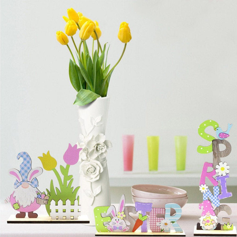 Easter Table Decorations Centerpiece Signs for Dining Room Table Easter Bunny for Spring Holiday Easter Party Décor Ornament Indoor Outdoor Garden Yard Lawn Party Supplies Home & Garden > Decor > Seasonal & Holiday Decorations JANDEL   