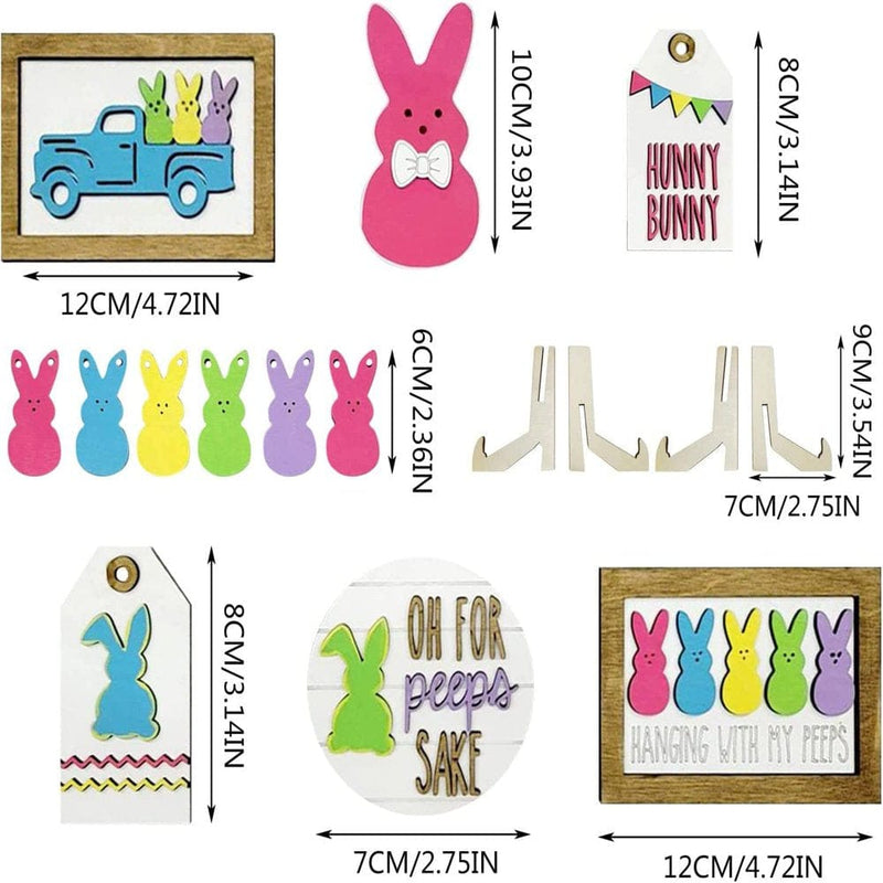 Easter Tiered Tray Decor Set Set of 7 Peeps Bunny Easter Decor Set Easter Decorations Rustic Country Tiered Tray Decor for Spring Home Table Easter Holiday Home & Garden > Decor > Seasonal & Holiday Decorations Goneer   